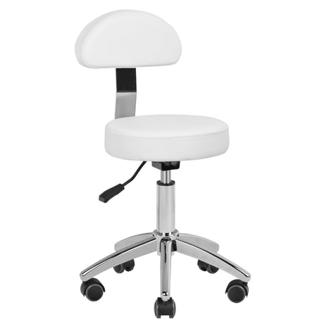 a white office chair sitting on top of a metal base