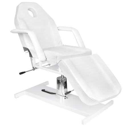 ActiveShop Cosmetic Chair Hydraulic Basic 210 White OUTLET with a headrest hole, designed for professional beauty treatments.