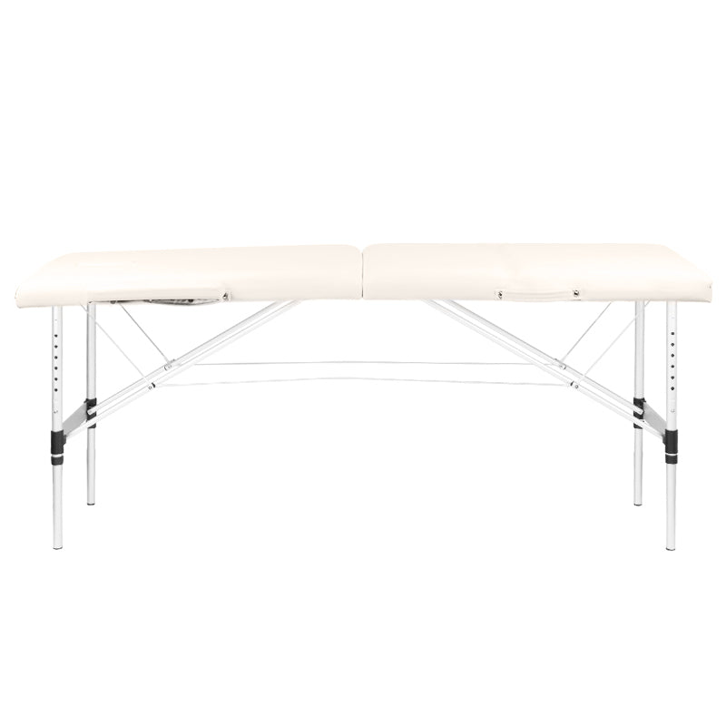 Folding massage table, aluminum comfort, 2-section cream