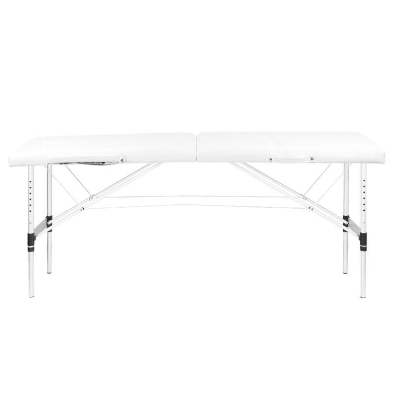 2-section aluminum folding massage table, comfort, white