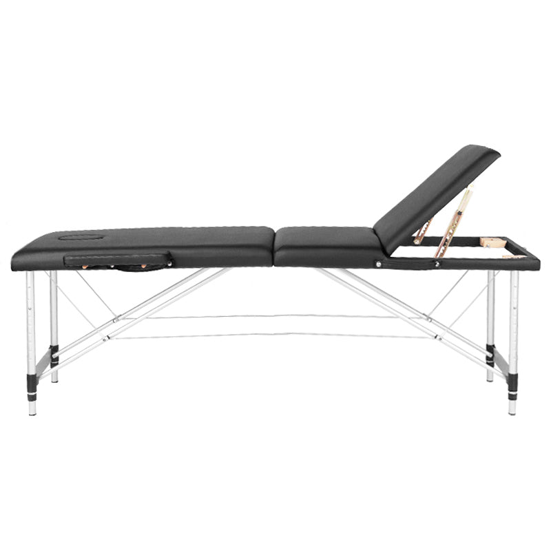 3-section black comfort massage table made of aluminum