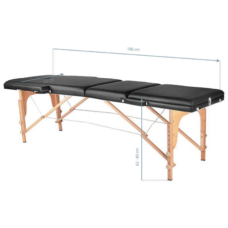 ActivFizjo Wooden Folding Massage Table Comfort 3-Sections Black