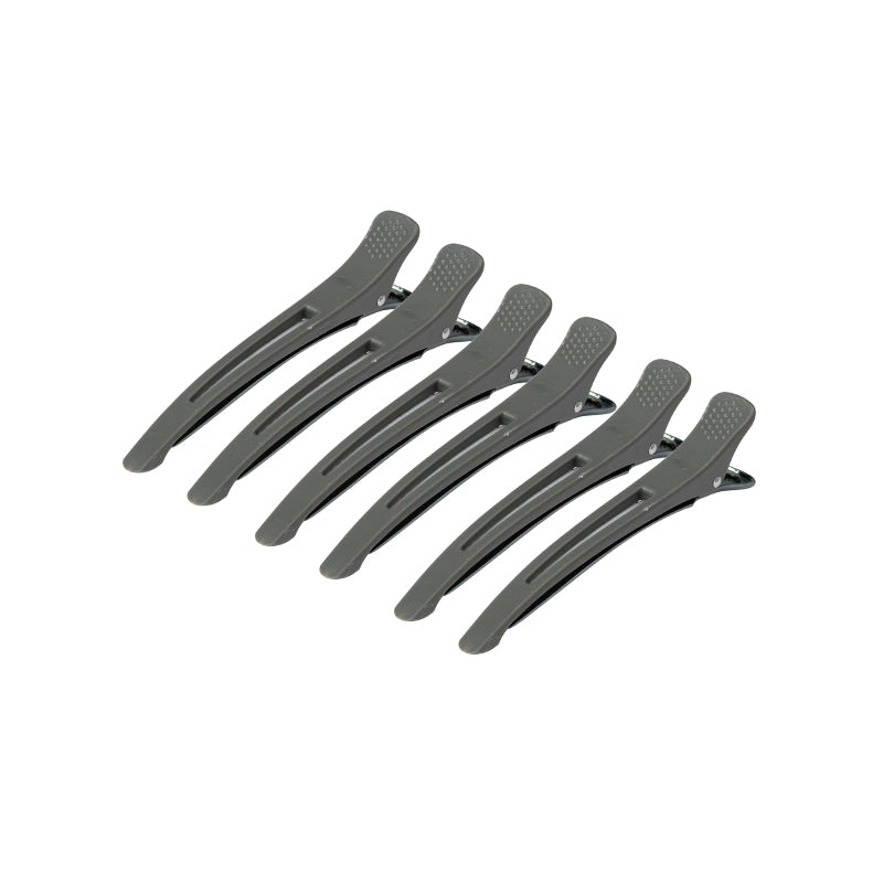 ACTIVESHOP Clamps hairdressing clips for hair e-12b 6 pcs 11.5 cm gray