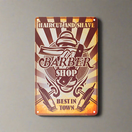 Decorative Plaque for Barber Shop B072 'Barber Shop Best in Town'