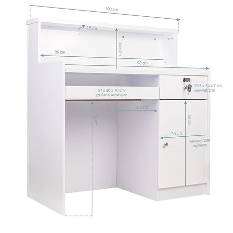 HAIR SYSTEM RECEPTION DESK E004B WHITE