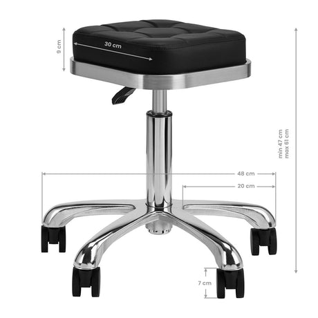 ACTIVESHOP COSMETIC STOOL M-1645 SILVER BLACK