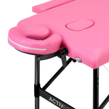 Folding massage table aluminum Activ Fizjo comfort 2 segment pink black aluminum