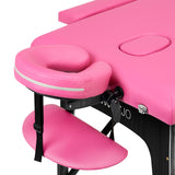 Folding massage table wooden Activ Fizjo comfort 2 segment pink black wood