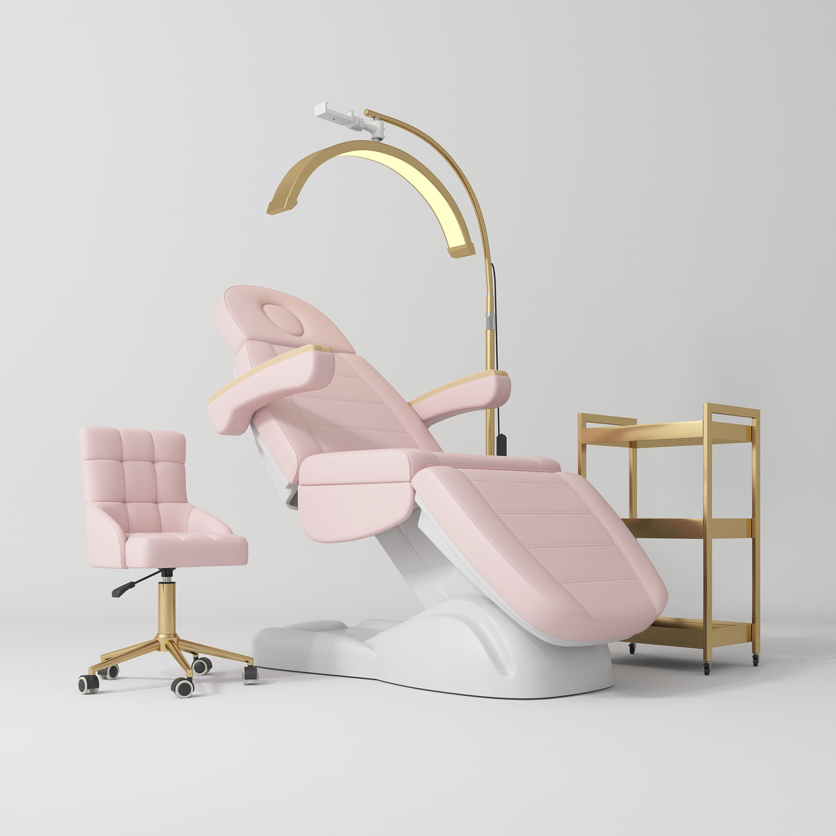 Manufakturo Grace Light Pink The Complete Salon Set - Beauty Bed, Chair, Moonlight & Trolley