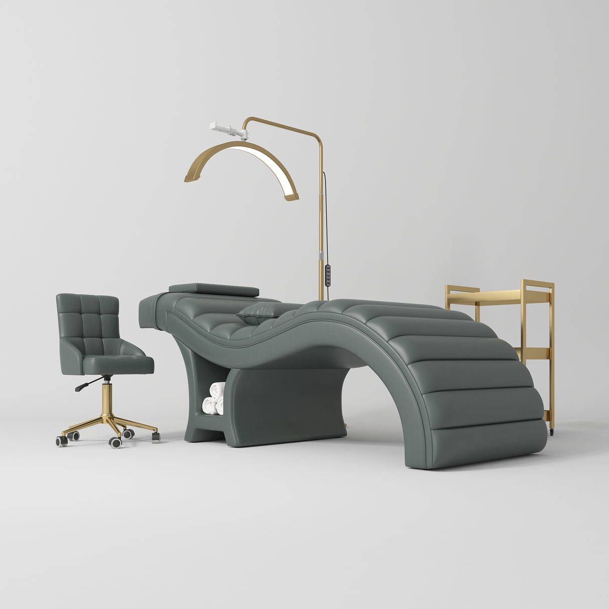 Manufakturo Luxe Navy Complete Salon Set - Lash Beauty Bed, Chair, Moonlight & Trolley