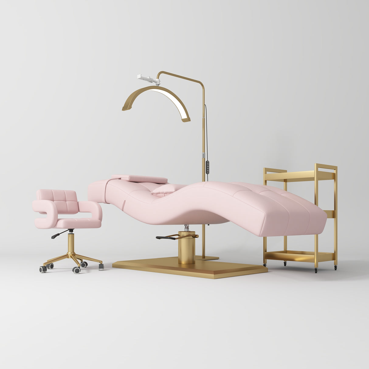 Manufakturo Prestige Light Pink The Complete Studio Set - Lash Bed, Chair, Moonlight & Trolley