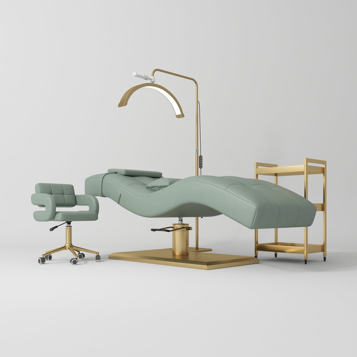 Manufakturo Prestige Olive The Complete Studio Set - Lash Bed, Chair, Moonlight & Trolley