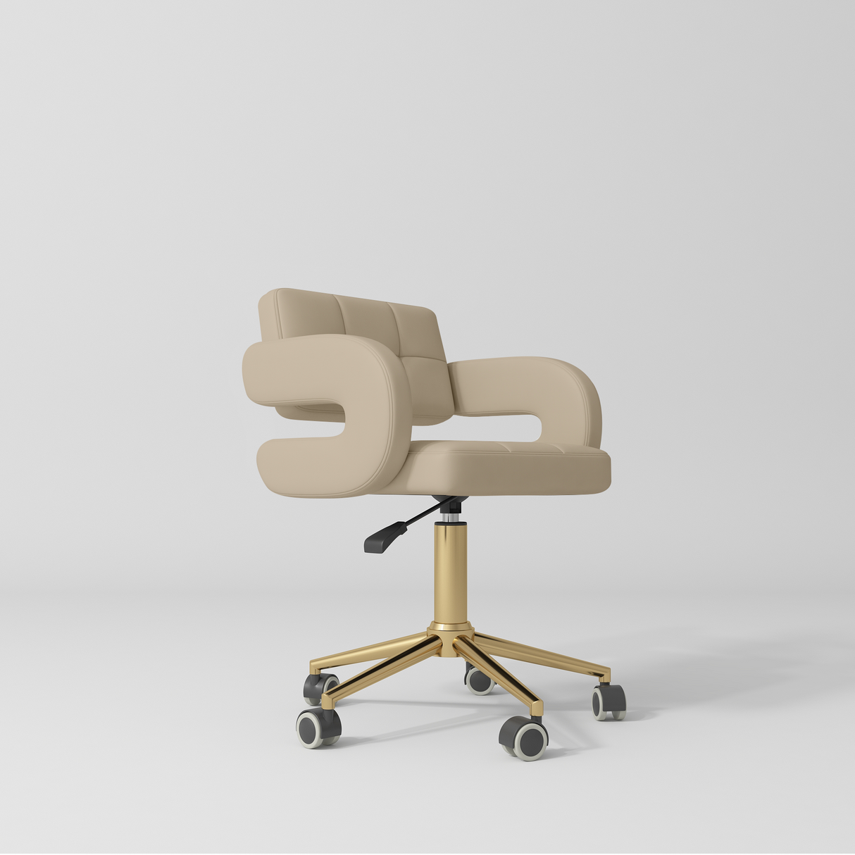 Manufakturo Serenity Salon Chair - 360-Degree Rotation Gold Base Warm Beige