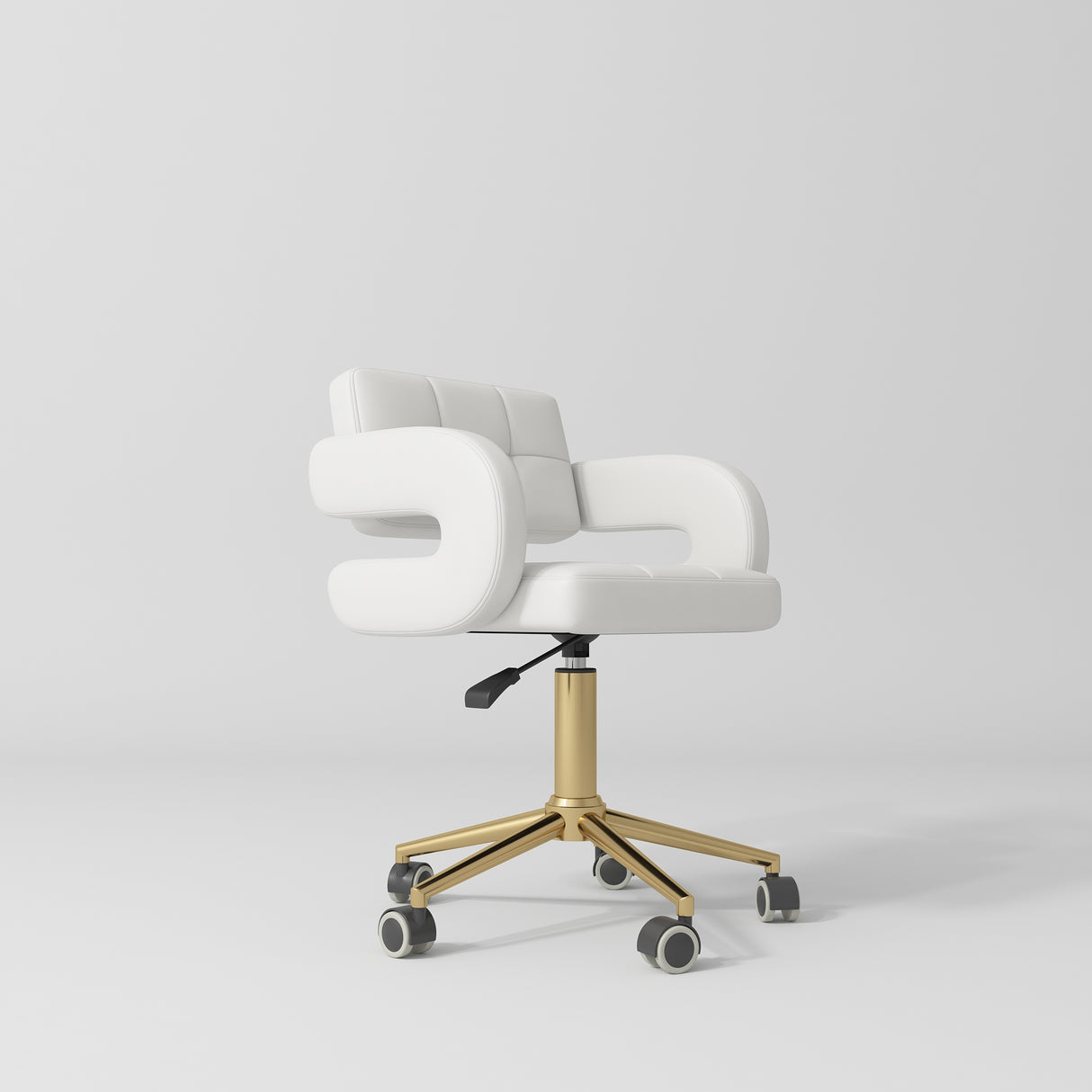 Manufakturo Serenity Salon Chair - 360-Degree Rotation Gold Base White