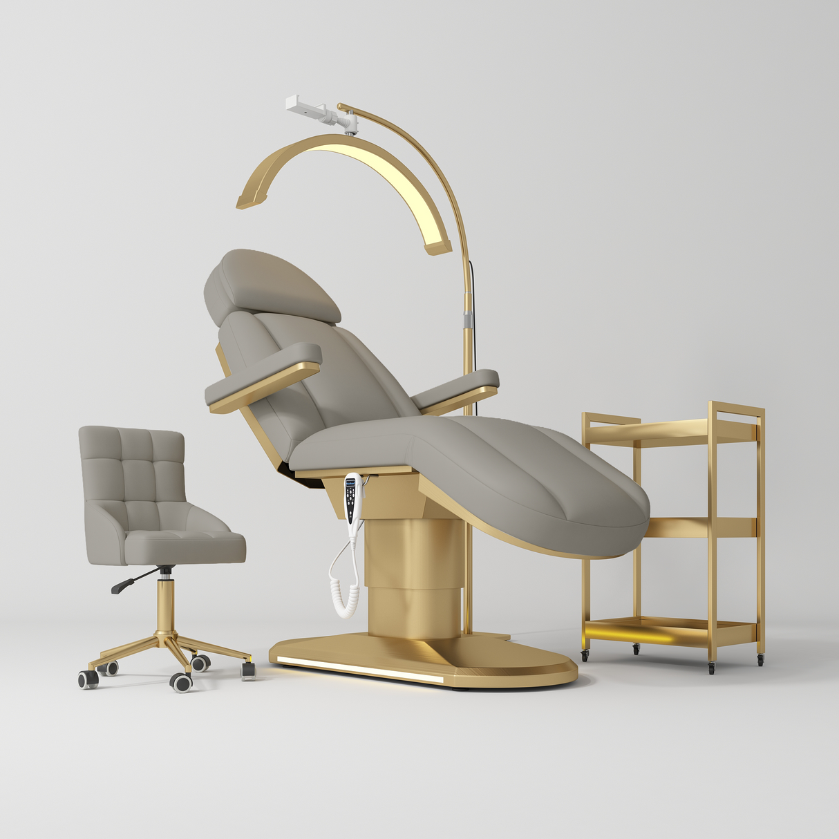 Manufakturo Étoile Pearl Greige The Complete Studio Set - Beauty Bed, Chair, Moonlight & Trolley