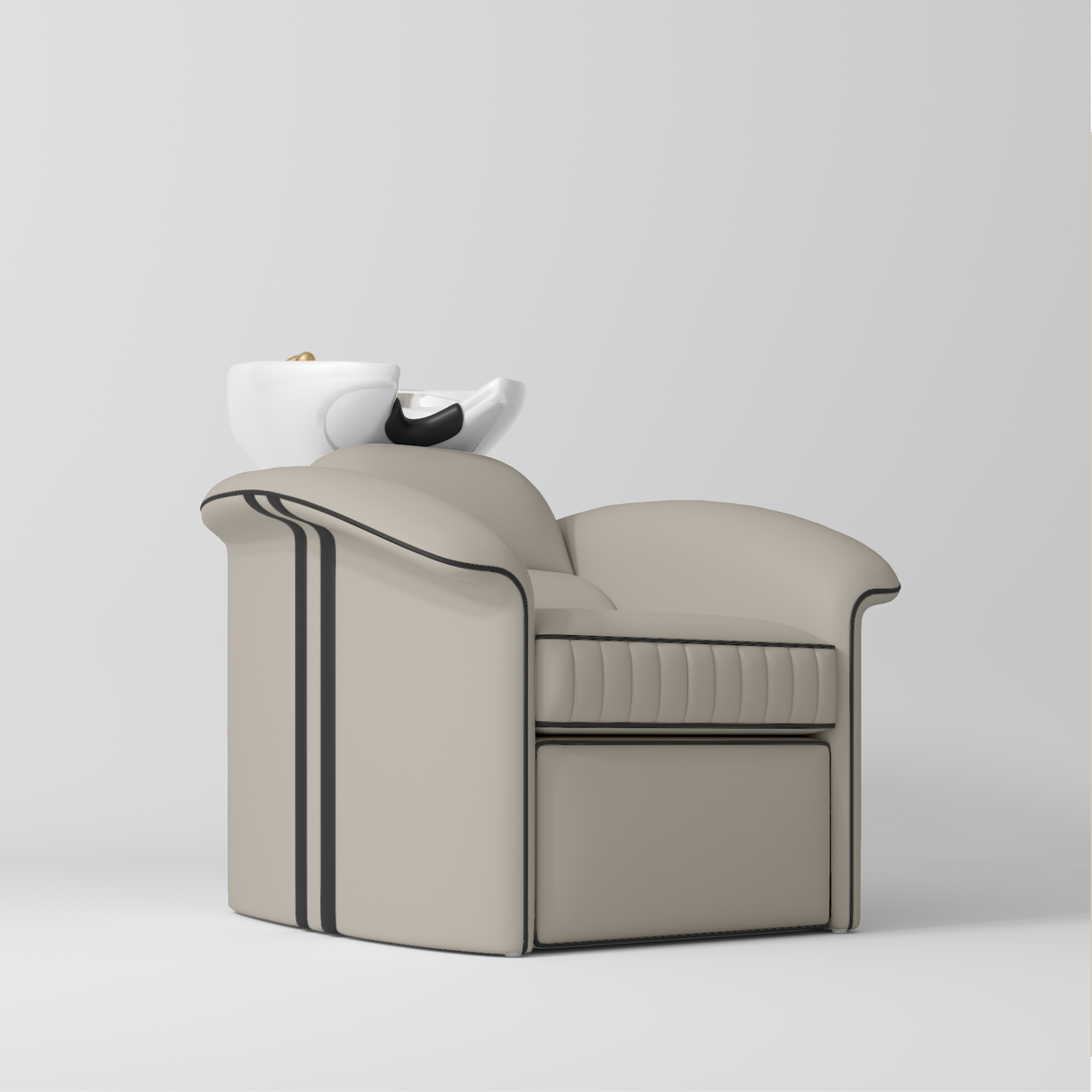 Manufakturo Monaco Luxury Hair Salon Backwash Unit Stone Taupe - White Bowl