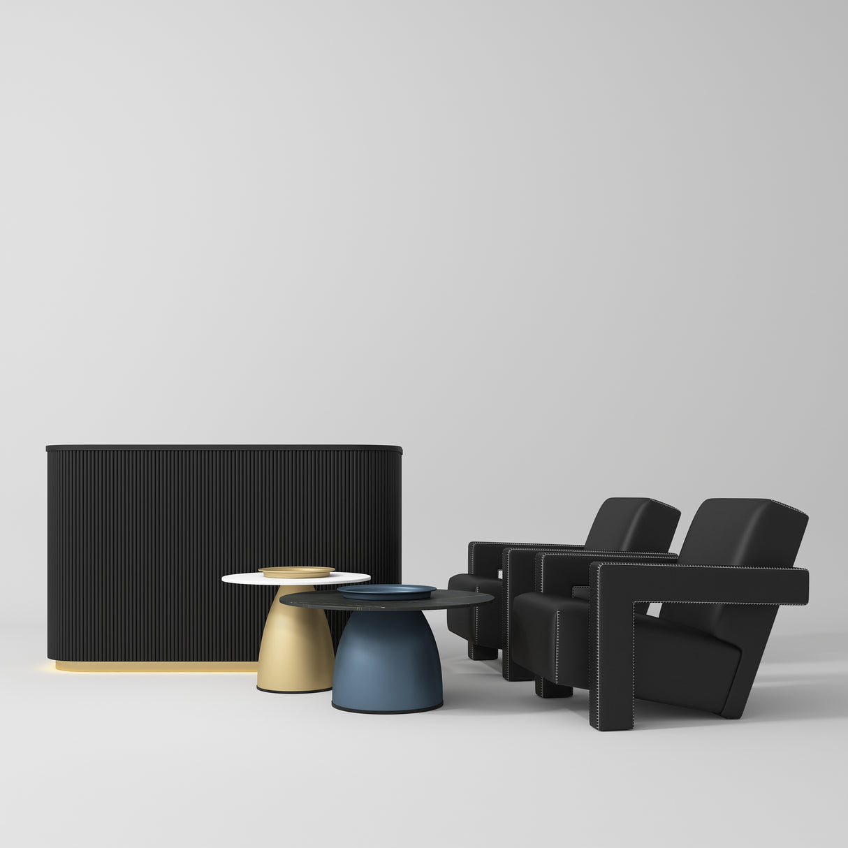 Manufakturo Complete Set 01 Reception Area for Luxury Salon Waiting Area Black