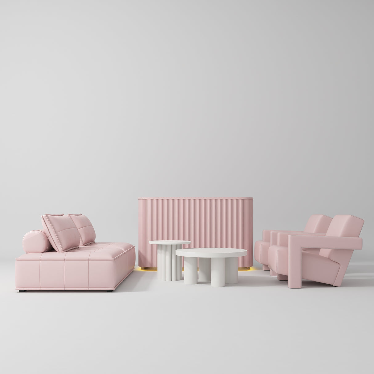 Manufakturo Complete Set 02 Reception Area - Chair & Sofa for Luxury Salon Waiting Area Light Pink