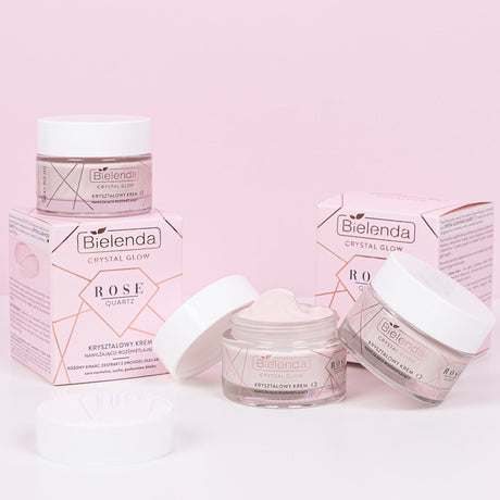 Bielenda Crystal Glow Rose Quartz Moisturising-Illuminating Cream Bottles - Roxie Cosmetics