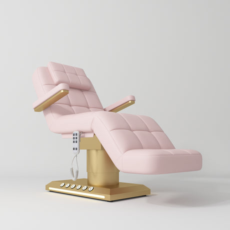 Manufakturo Saphir version B Light Pink – 4-Piece Beauty Studio Set: Luxury Bed, Chair, Lamp & Trolley