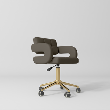 Manufakturo Serenity Salon Chair - 360-Degree Rotation Gold Base Cocoa Mocha - close-up of the upholstery and construction details