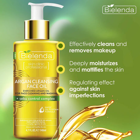 Bielenda Argan Cleansing Face Oil Sebu Control Complex Features - Roxie Cosmetics