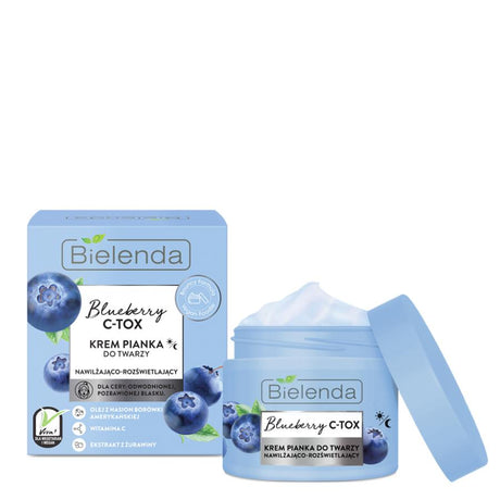 bielenda moisturizing illuminating face cream foam blueberry c tox 40g