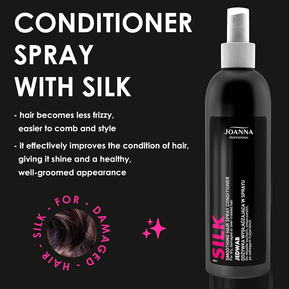 Joanna Professional Silk Smoothing Spray Conditioner Features - Roxie Cosmetics