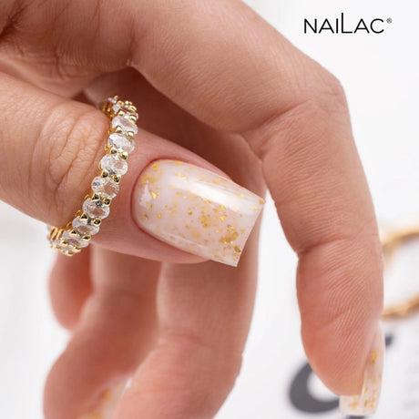 NaiLac Hybrid UV/LED Glammy Rubber Base Milk & Gold 7ml