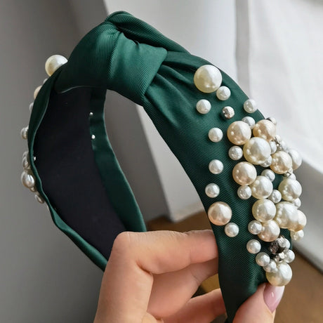 Roxie Collection Classic Headband Green with Pearls