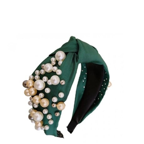 Roxie Collection Classic Headband Green with Pearls2