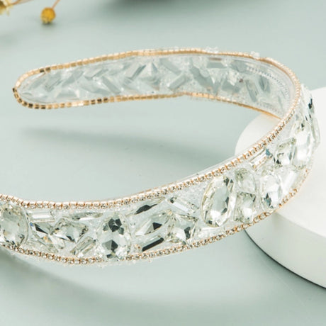 Roxie Collection Luxury Headband White with Crystals