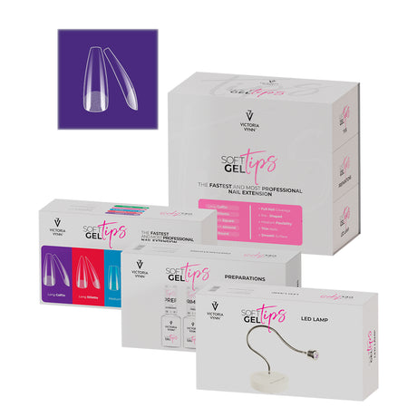 Victoria Vynn Soft Gel Tips Long Coffin Complete Kit with LED Lamp - Roxie Cosmetics