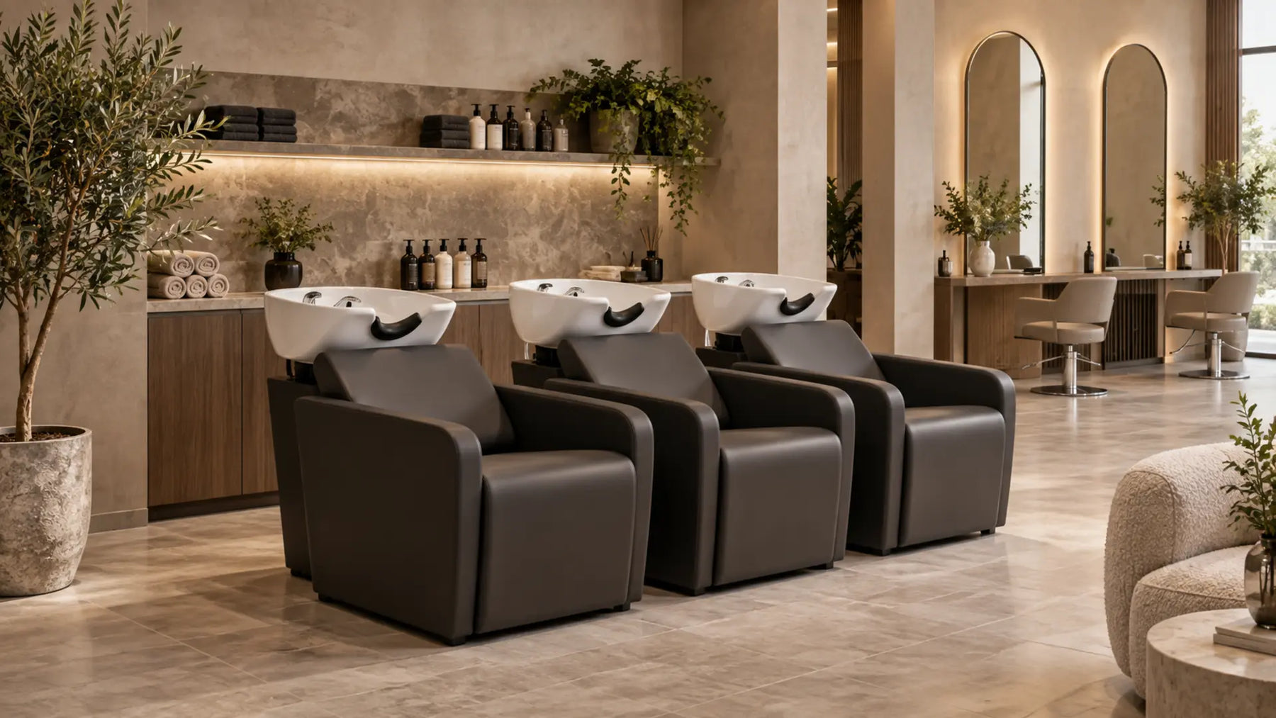 Premium professional salon interior: Salon Backwash Unit Dimensions