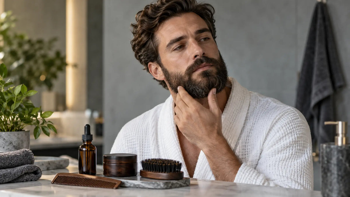 Modern men’s grooming editorial: Beard Care Kit