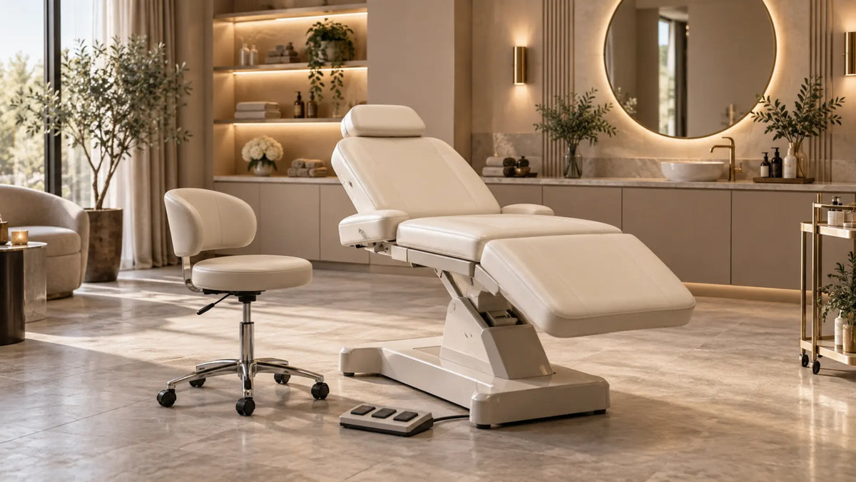Premium professional salon interior: Beauty Bed Hand vs Foot Controls
