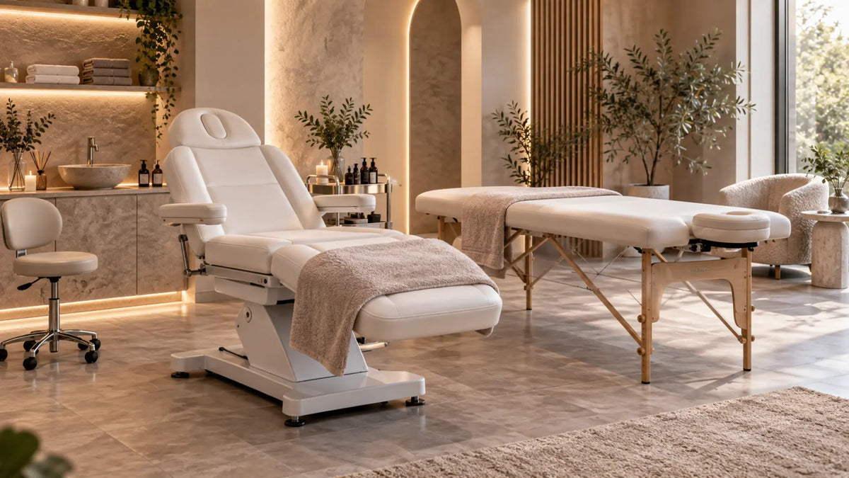 Premium professional salon interior: Beauty Bed vs Massage Table