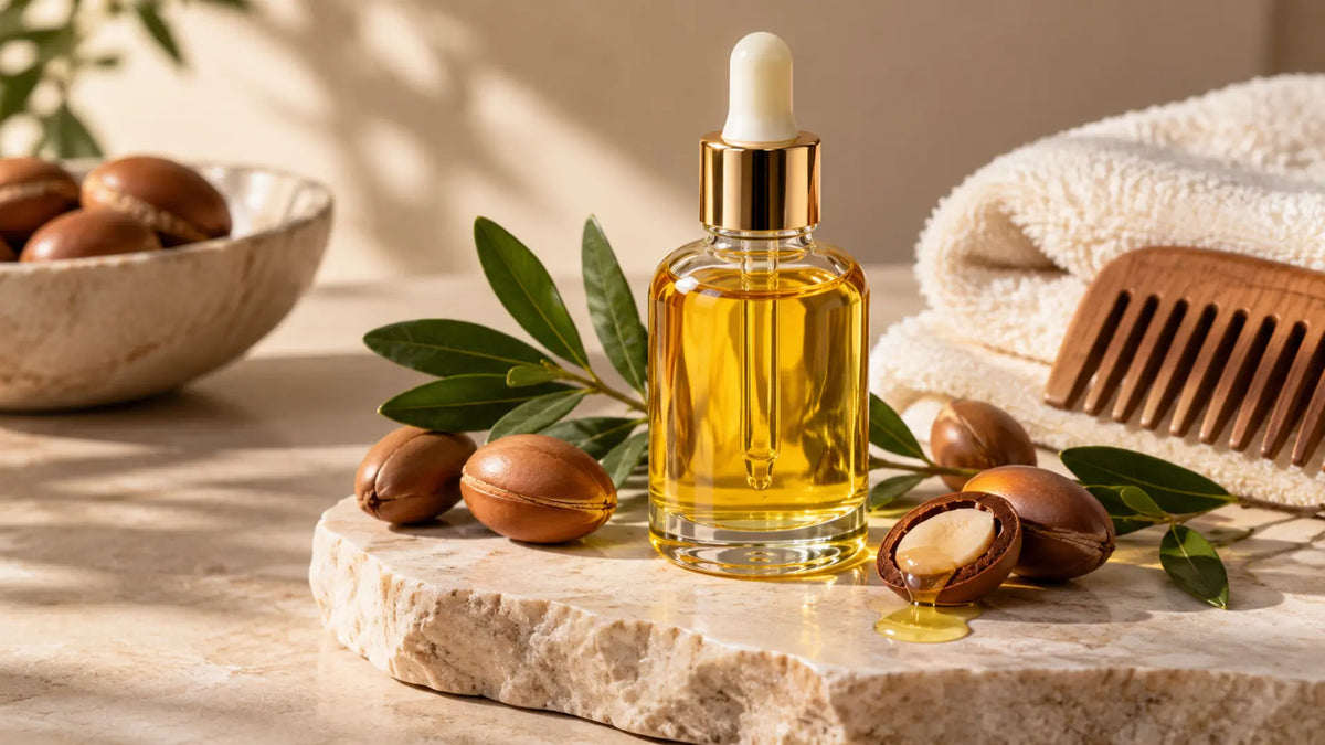 Haircare editorial in soft natural light: Argan Oil for Hair