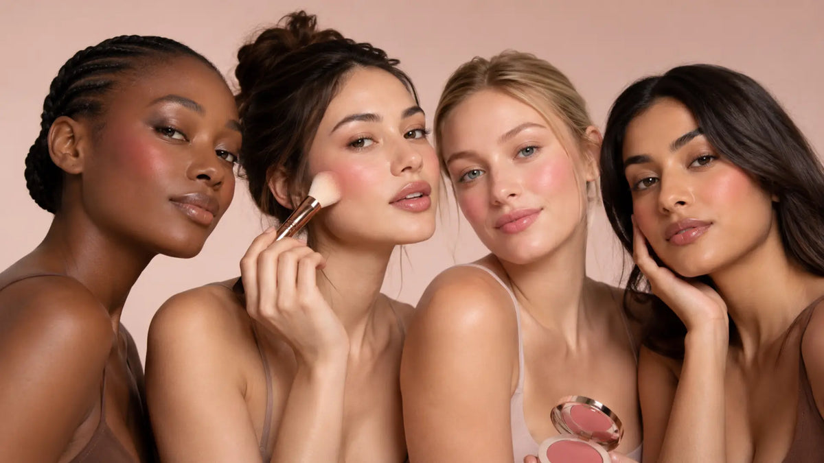 Beauty makeup editorial in warm neutral tones: The Best Blushes for Every Skin