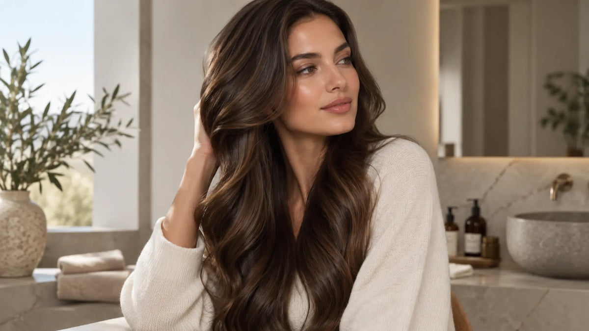 Haircare editorial in soft natural light: Hair Products for Brunette Hair
