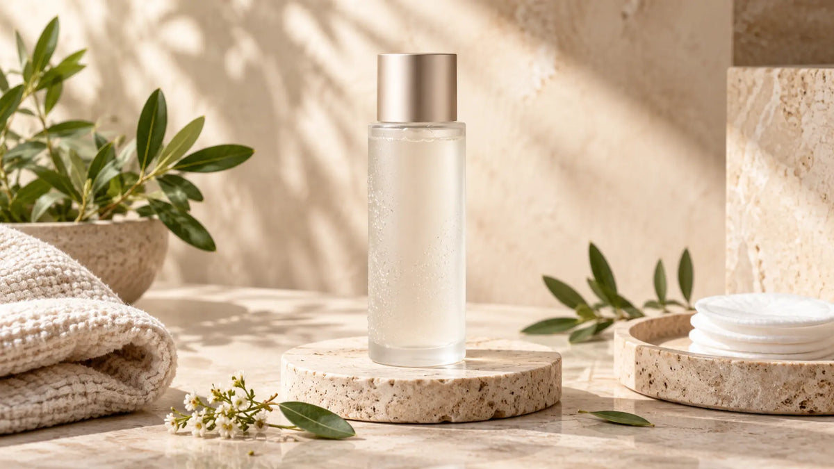 Skincare editorial in soft natural light: Toner for Combination Skin