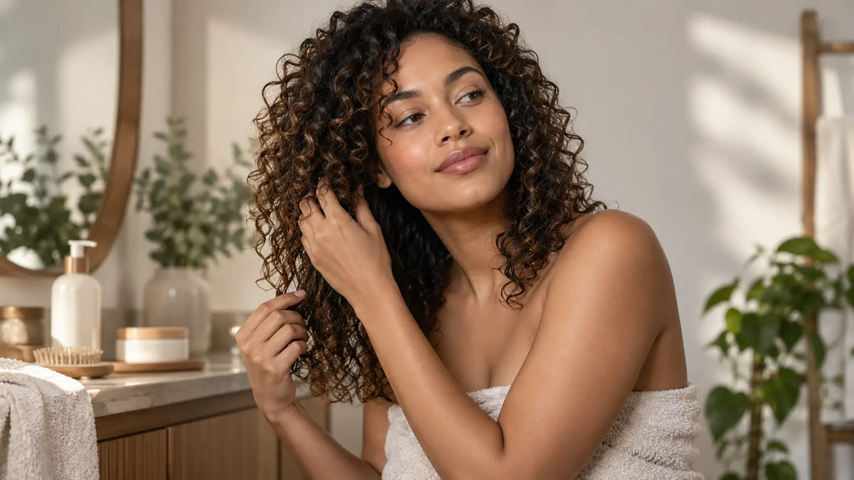Haircare editorial in soft natural light: Curly Hair