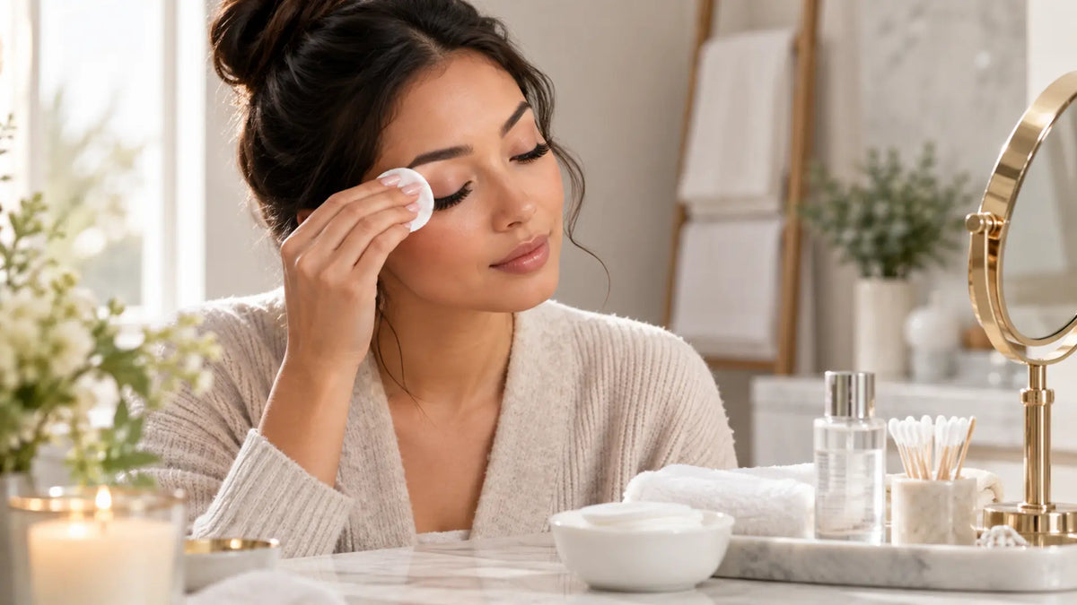 Beauty makeup editorial in warm neutral tones: Simple Steps on How to Remove your Eyelash Extension without Damaging your Natural Lashes