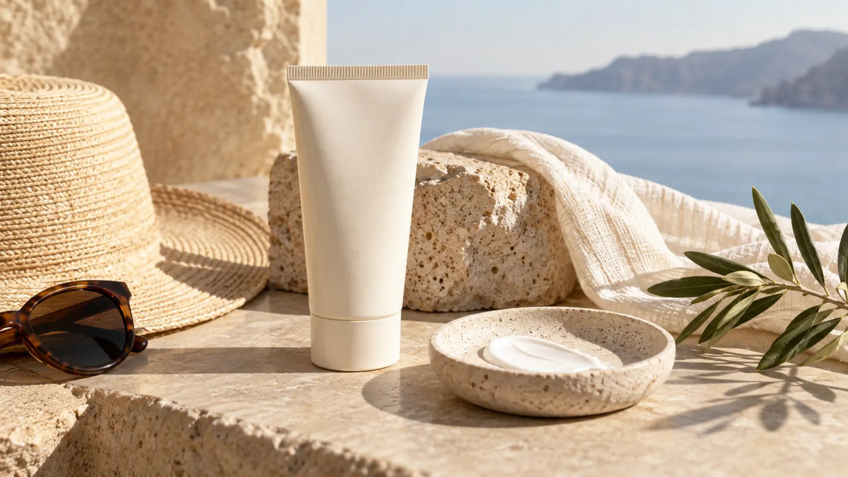 Skincare editorial in soft natural light: Face Sunscreen