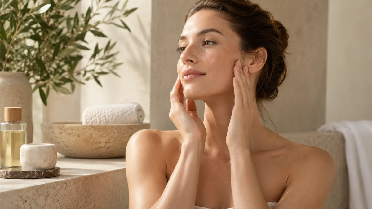 Skincare editorial in soft natural light: Face Yoga