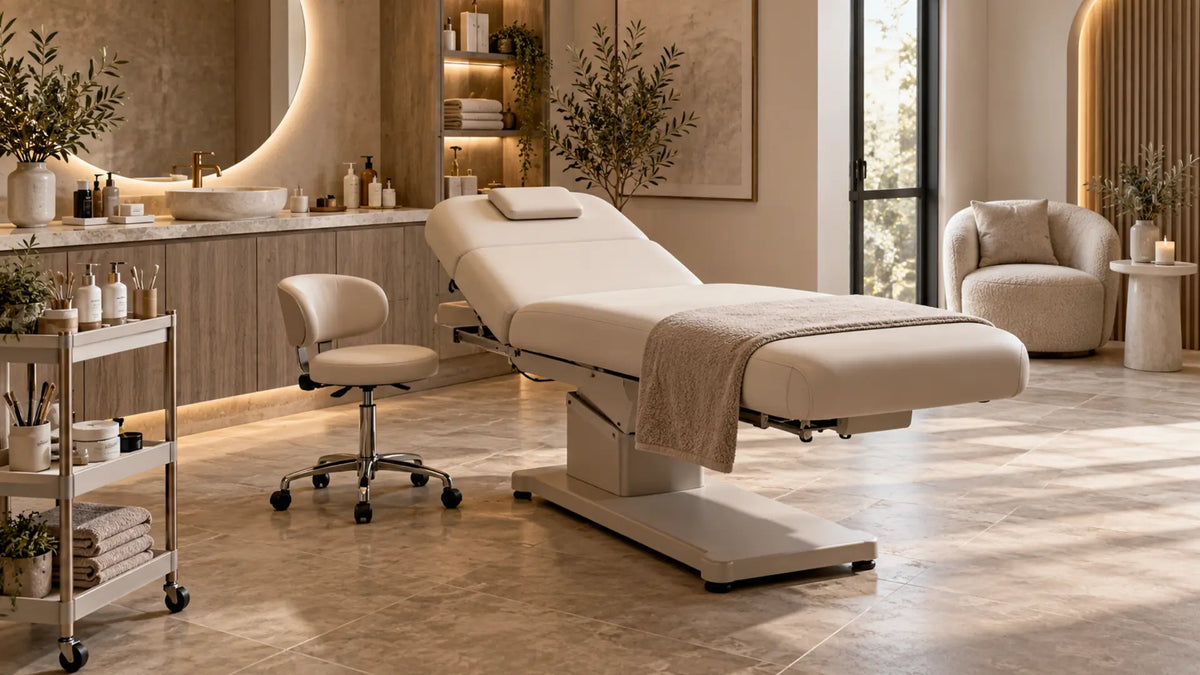Premium professional salon interior: How High Should a Beauty Bed Be? Working Height for Salon Treatments