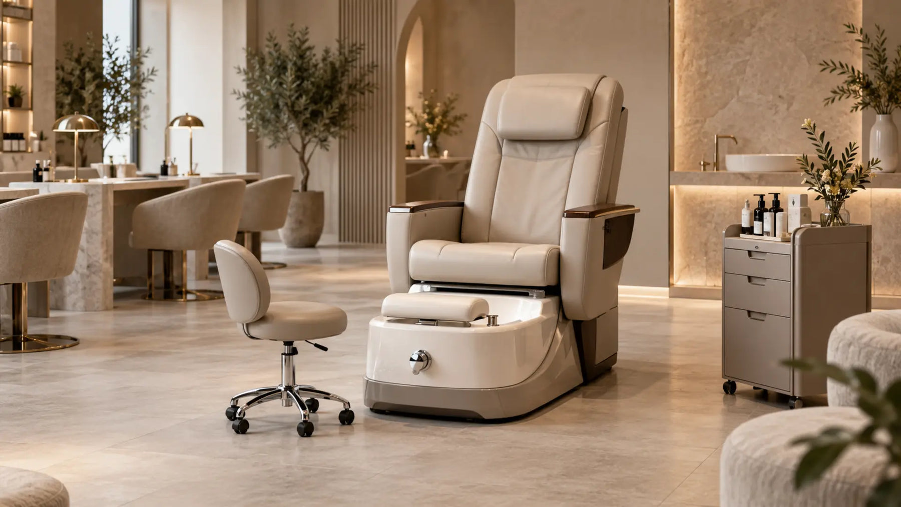Premium professional salon interior: How Much Space Do You Need Around a Pedicure Chair?