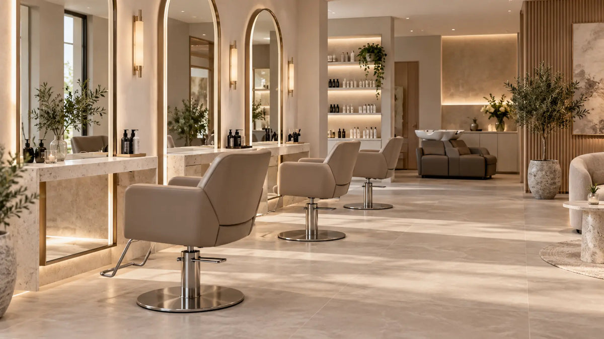 Premium professional salon interior: How Much Space Do You Need Between Hairdressing Chairs?