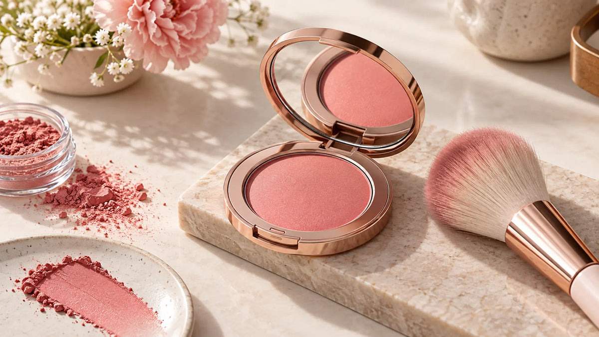 Beauty makeup editorial in warm neutral tones: Tips You Need to Know How to Perfectly Apply Blush