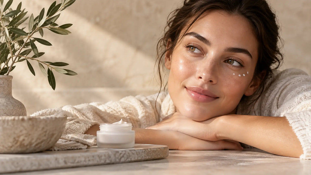 Skincare editorial in soft natural light: Choose Eye Cream